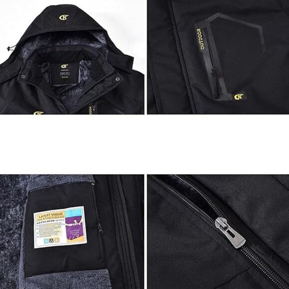 Qpngrp Men's Black Waterproof Ski Snowboard Windproof Snow Coat Sz Large NWOT - Picture 4 of 4